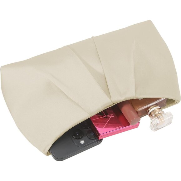 Women's Unique Style Detachable Chain Bride Evening Formal Cream Clutch Handbag - Picture 6 of 6